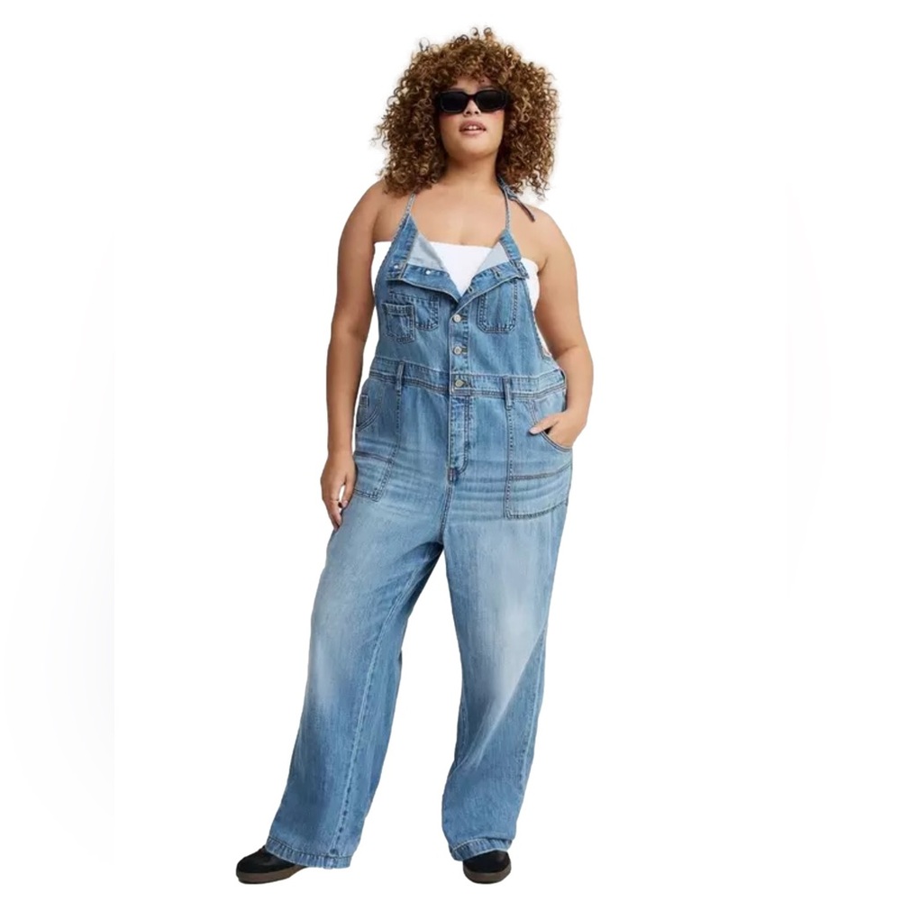 Torrid Button Front Denim Overall Plus Size 26 Tall